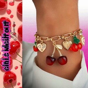 Gold-Tone Cherry Charm Bracelet -